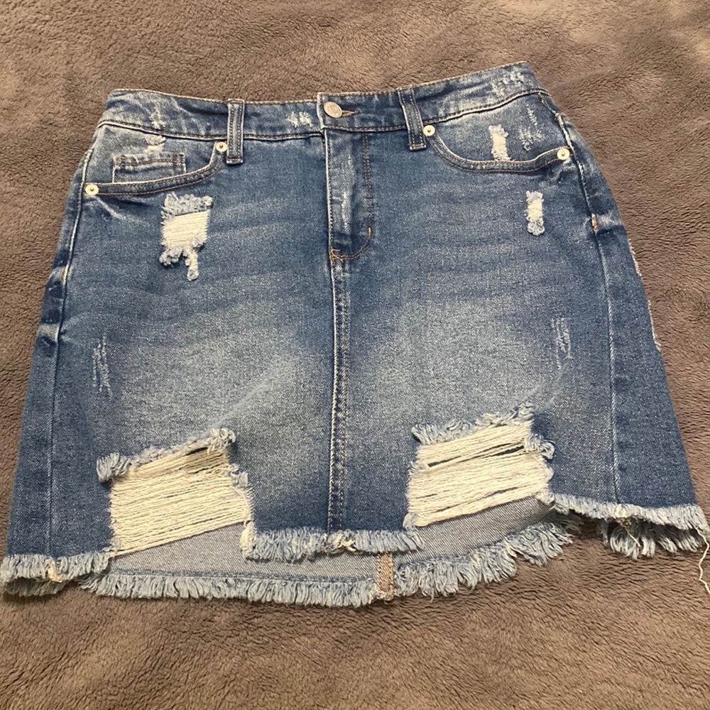 stretchy denim skirt with holes size 8